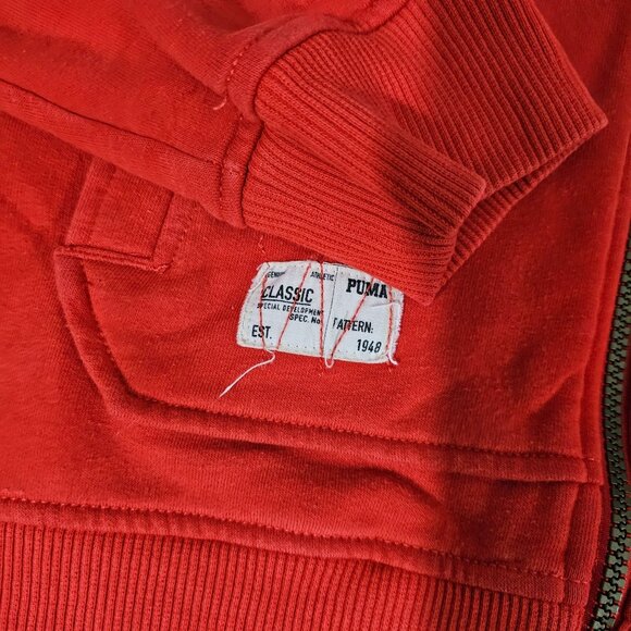 Puma Austria History Red Hoodie M Cotton/Polyester Full-Zip Sweatshirt Pockets - Picture 3 of 8